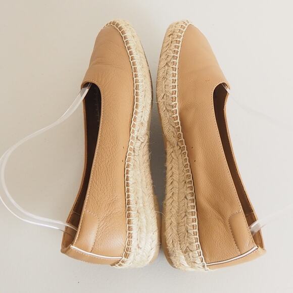 Everlane The Espadrille Leather Square Toe Slip Ons Tan Women's Size 8 - Picture 7 of 11